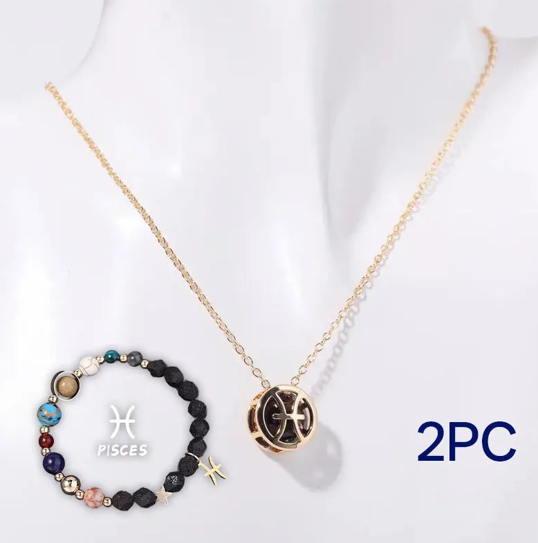 Natural stone beaded necklace and bracelet set on an adjustable nylon cord.