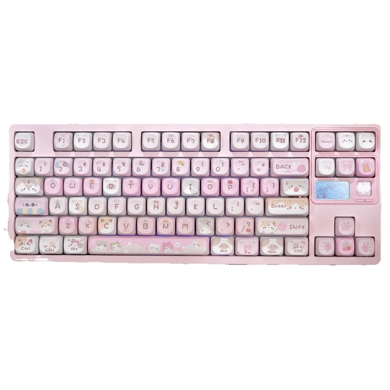 MOA Height full five-sided sublimation key cap set in pink cartoon design for MX switch mechanical keyboards