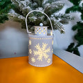Nordic style wrought iron electronic candle lantern with LED light in green, red, or white.