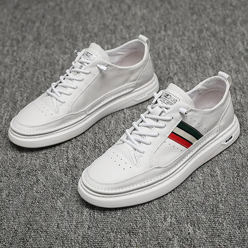 Summer breathable student trend lazy inner increase casual shoes in white with round toe and rubber outsole