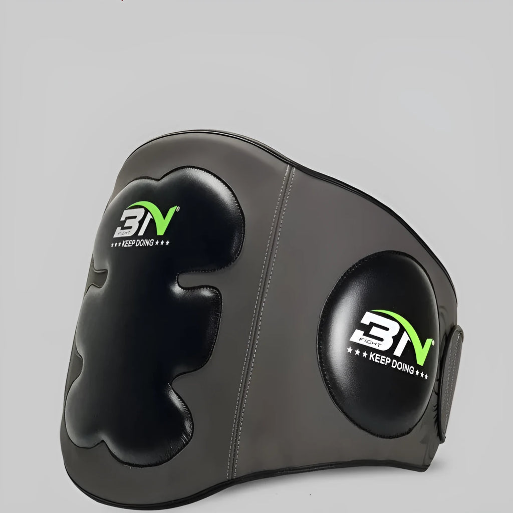 Boxing chest protection target with waist strap in dark grey and khaki colours