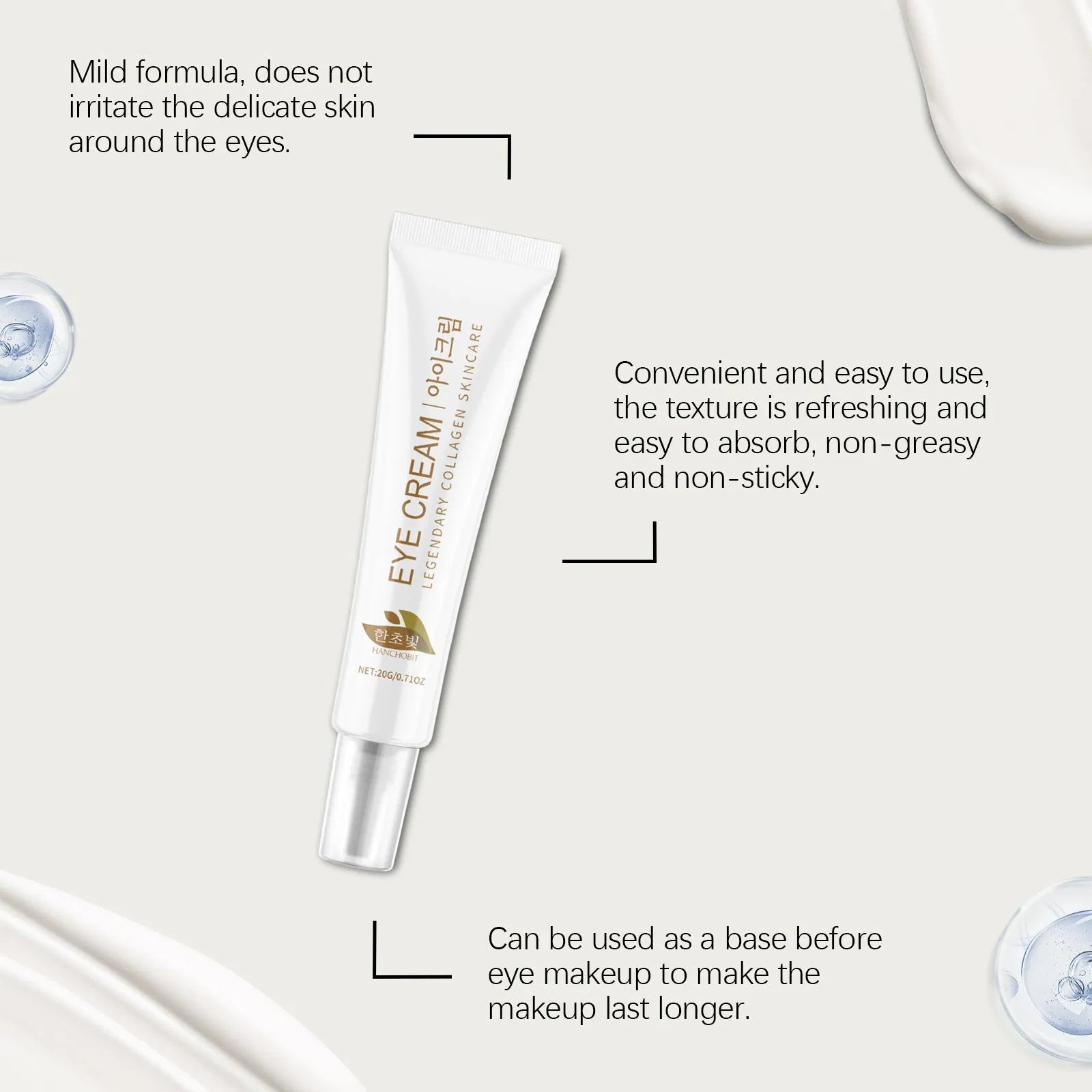 20g jar of collagen and hyaluronic acid eye cream for under-eye moisture