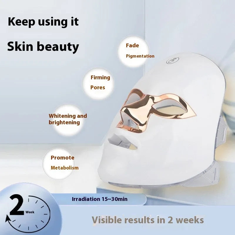 Rechargeable LED facial beauty mask with touch controls in black gold edge colour