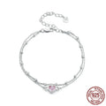 Sterling silver heart bracelet with adjustable chain and 6mm pendant