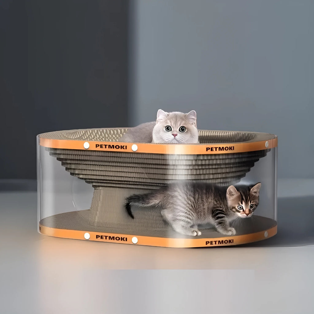 Transparent PVC and corrugated board cat scratch board nest tunnel toy