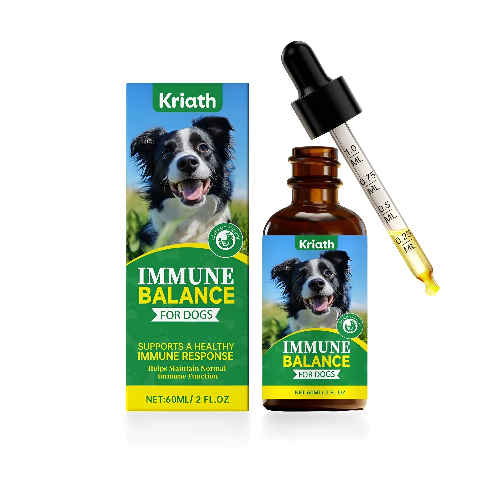 Immune Health Drops For Dogs 60ml bottle with chicken flavour for canine immune support