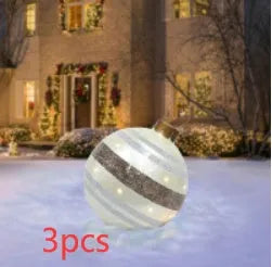Large 60cm diameter inflatable PVC Christmas ball decoration for outdoor tree hanging