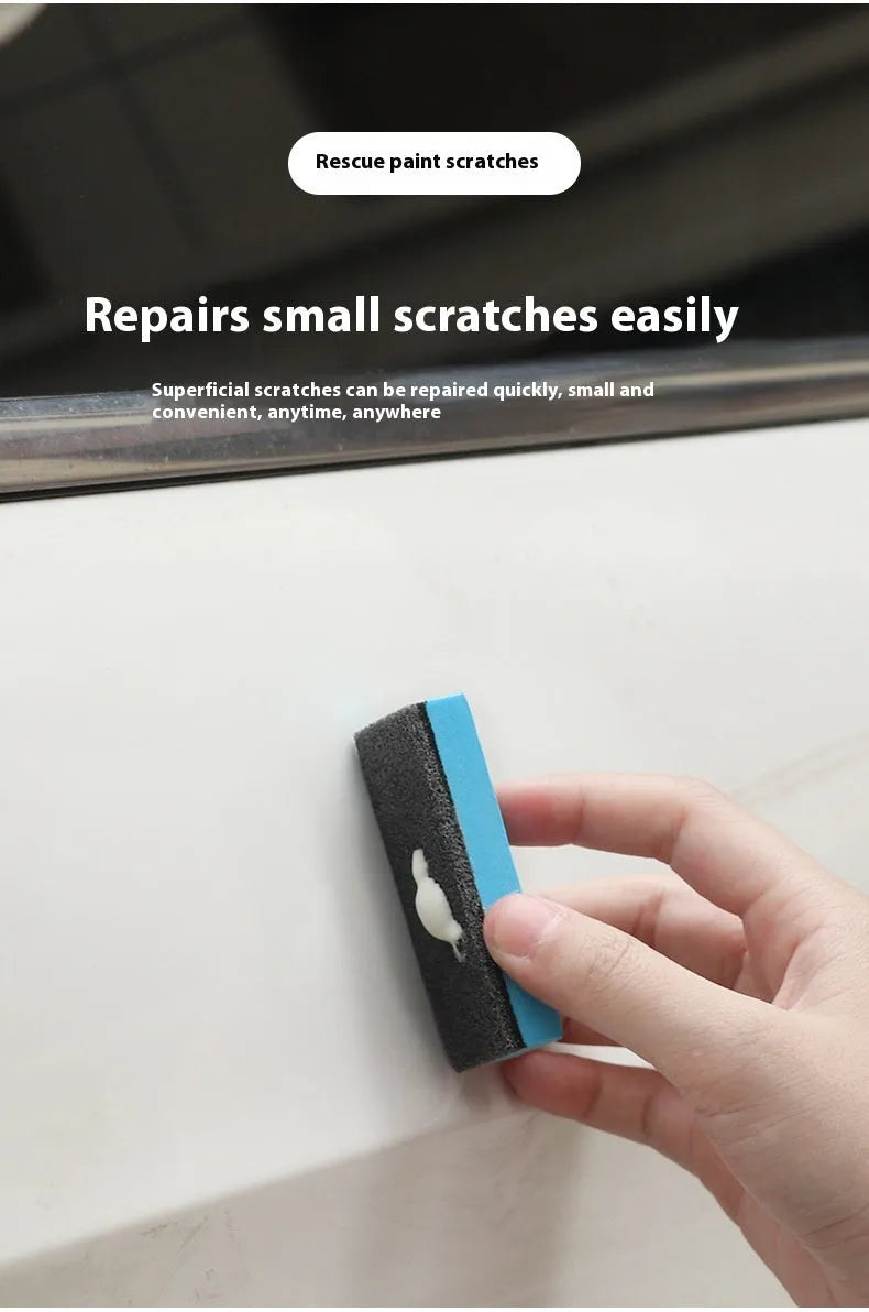 Car repair wax kit with A and B wax bottles and a frosted sponge applicator for scratch removal.