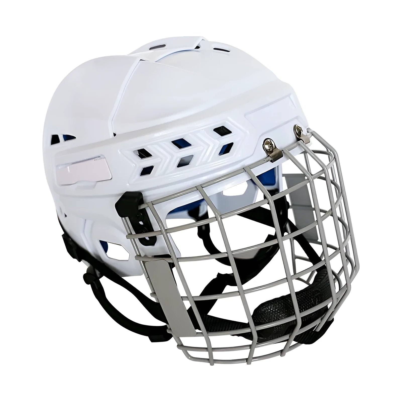 Ice hockey helmet with carbon steel face mask in sizes S M L XL for ball hockey protection