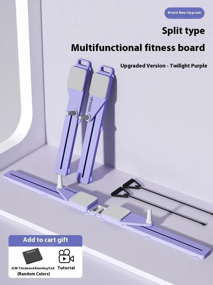 Purple and pink multifunctional split ski machine trainer for indoor fitness, shown with an 85cm long board.