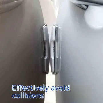 Black plastic silicone car door bumper strips measuring 9.5 by 2 centimetres in a four-piece set