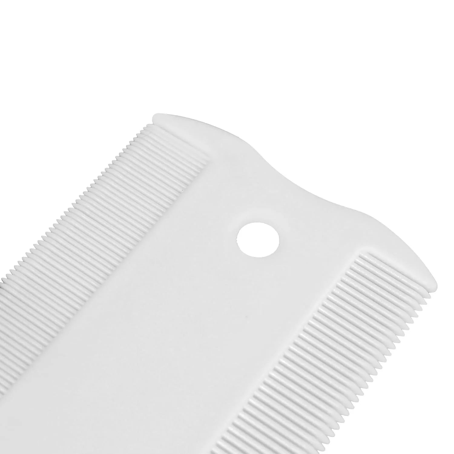 Double-sided plastic flea comb for pets with dense teeth and 0.85 cm by 5 cm dimensions