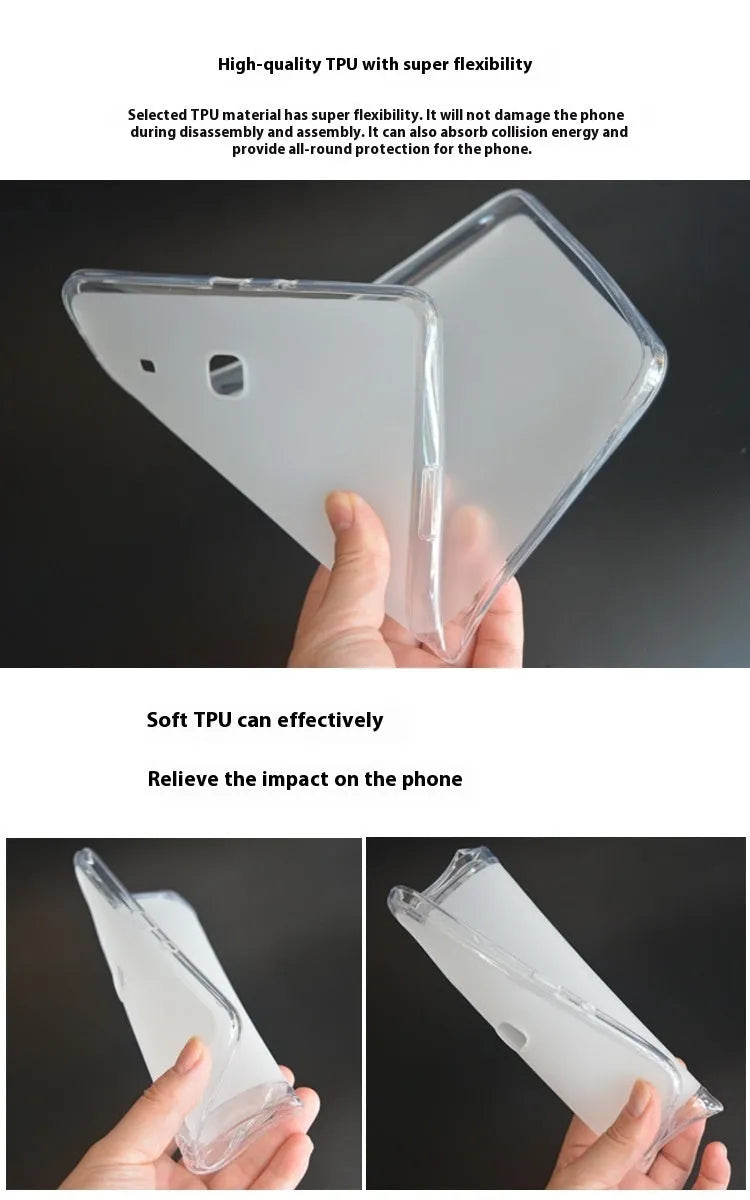 Clear transparent white ultra-thin silicone and TPU protective case for a tablet