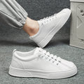 Men's black and white sports leisure mesh shoes with synthetic leather upper and PVC sole