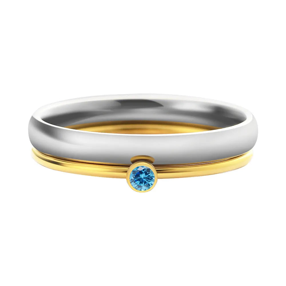 Titanium steel December birthstone ring with geometric engraved design and electroplated finish