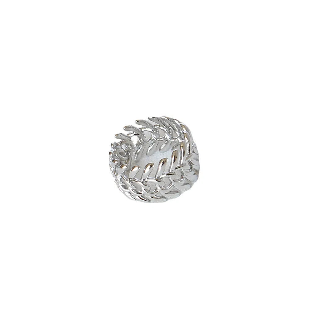 Copper platinum plated couple ring with three-ring gem design in style A on a neutral background