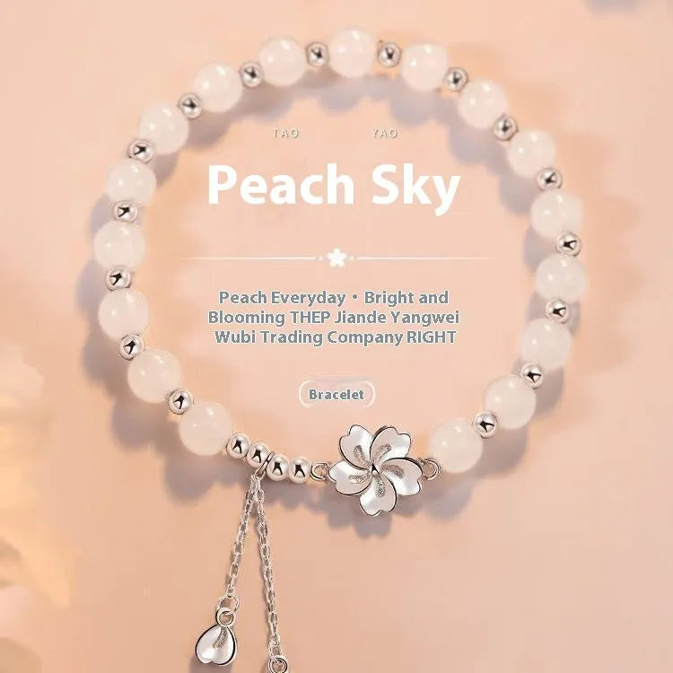 New Chinese style floral resin bracelet with camellia, lotus, and peach blossom beads for men and women.