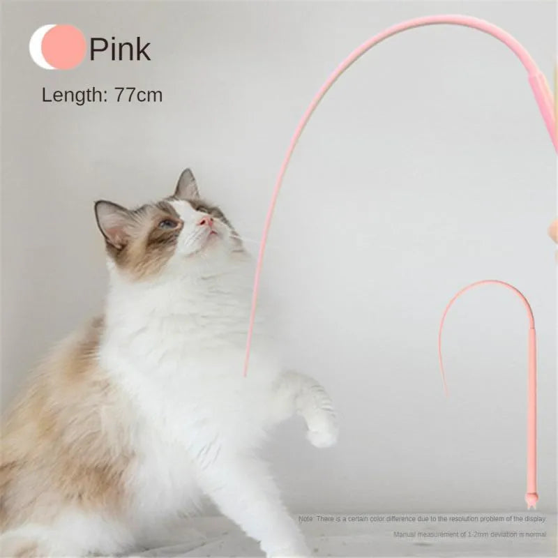 Simulated mouse tail cat toy with flexible silicone tail and cat head design