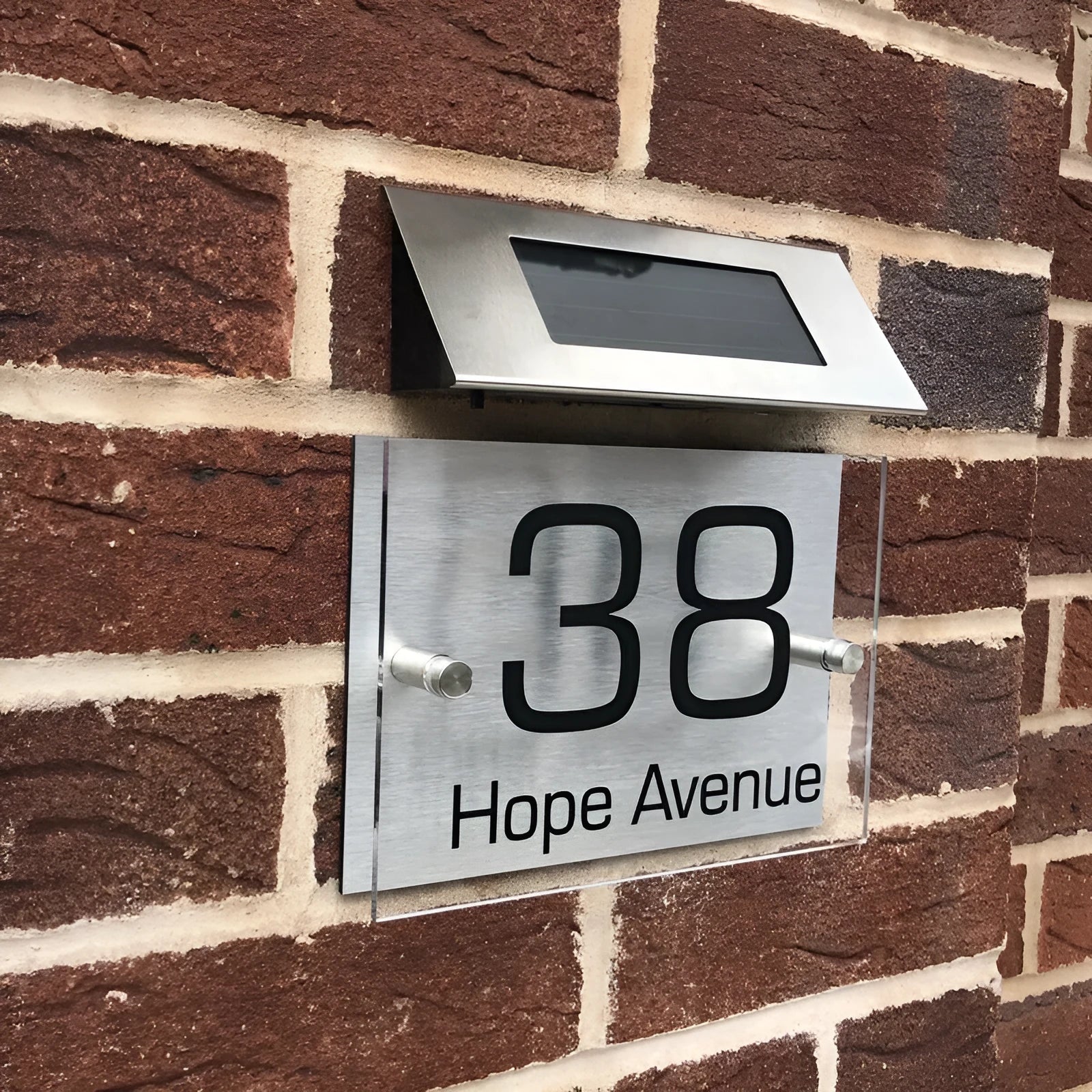 Solar powered stainless steel 4LED address doorplate light with automatic light control for outdoor use