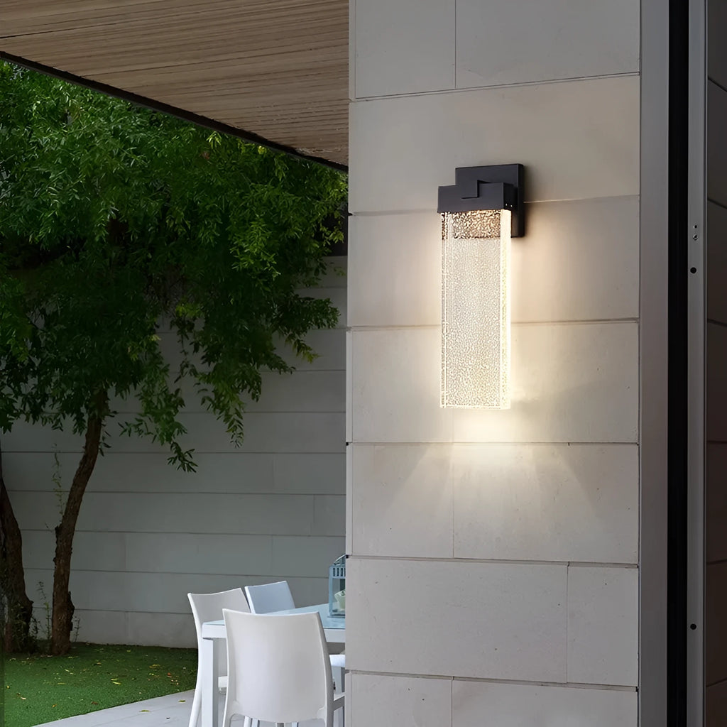 Black stainless steel outdoor LED wall lamp for courtyard and corridor mounting.