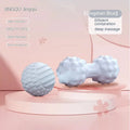 TPR foot massage ball in blue colour showing 6cm diameter with spherical and peanut-shaped variants