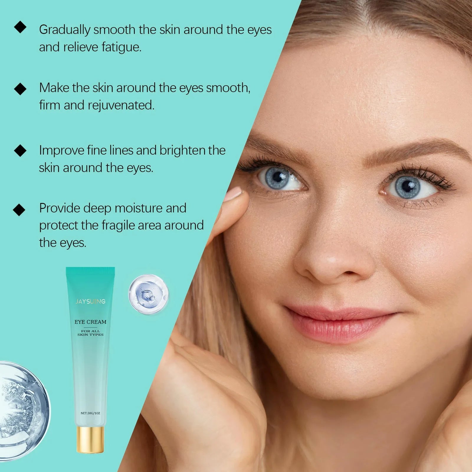 30g jar of retinol anti-aging eye cream with hyaluronic acid