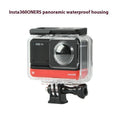 Transparent Insta360 One RS waterproof housing case for underwater camera protection.