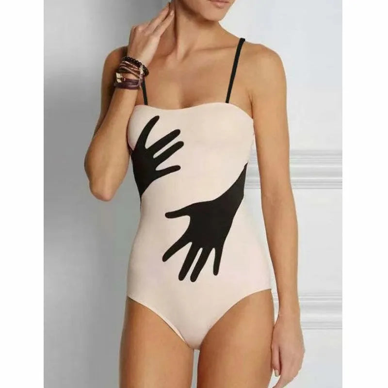 Women's one-piece bikini swimsuit in polyester fabric with gauze skirt pattern option