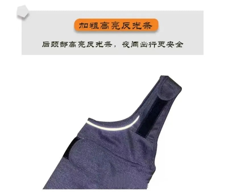Heather grey dog anxiety vest in brocade cotton fabric on a medium-sized dog.