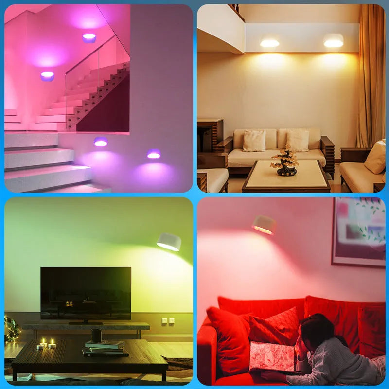 Oval-shaped remote control magnetic wall lamp with touch dimmer showing white light mode