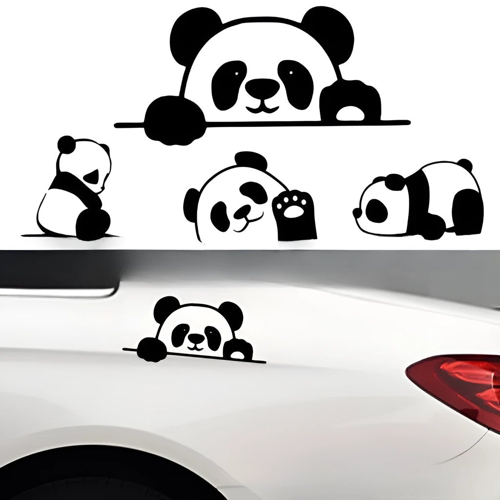 Peeking Panda cute car sticker vinyl decal on a vehicle window.
