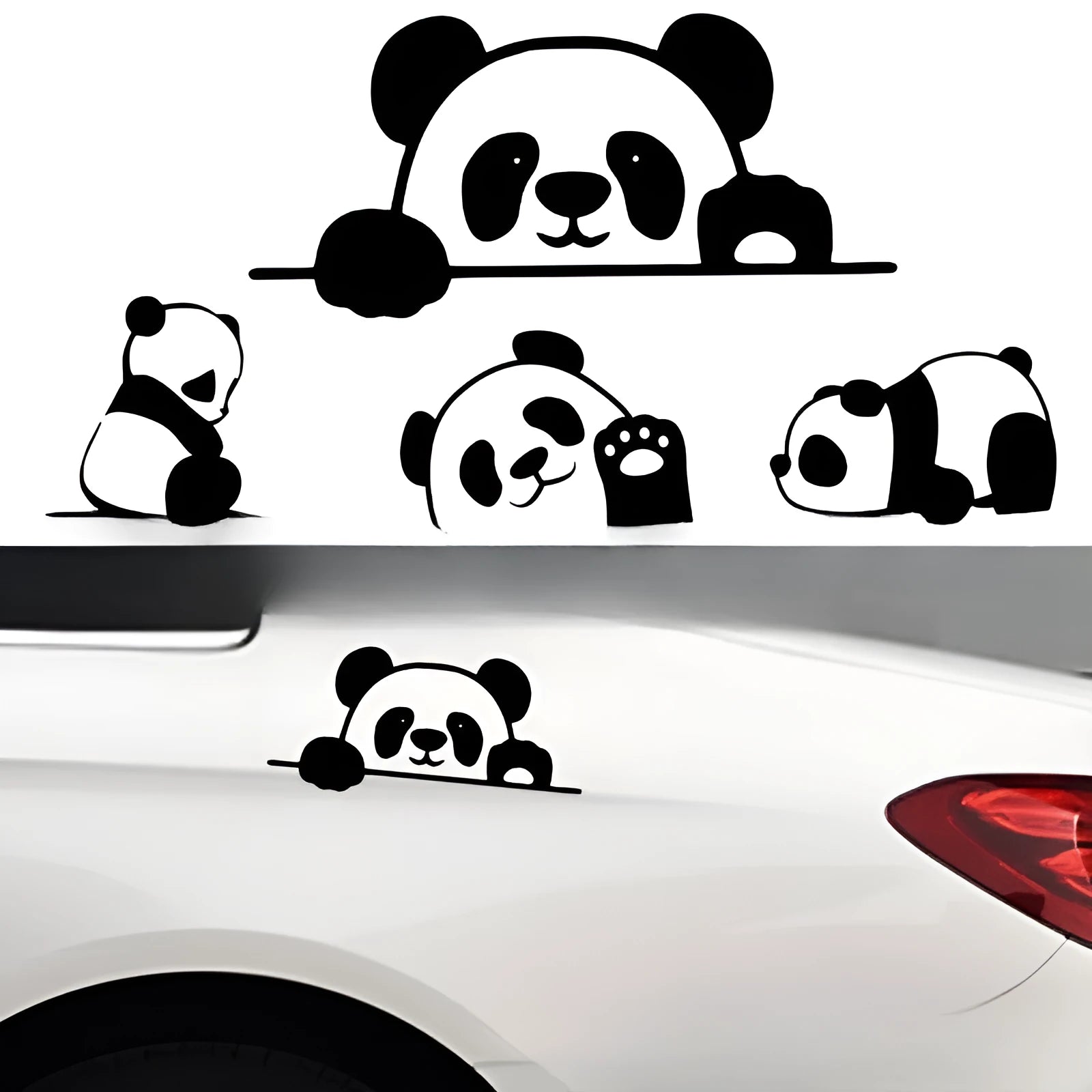 Peeking Panda cute car sticker vinyl decal on a vehicle window.