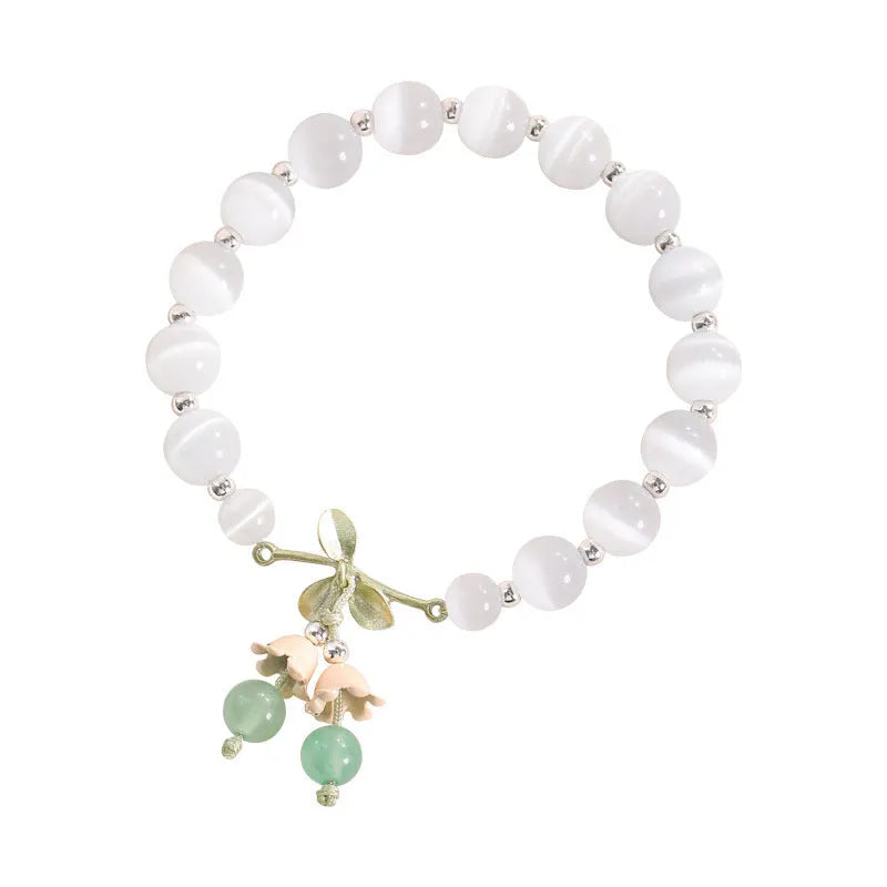 Electroplated opal beaded bracelet for women with diamond-shaped beads in various colours